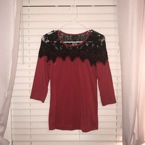Size Small/Medium Pink And Black Lace Shirt